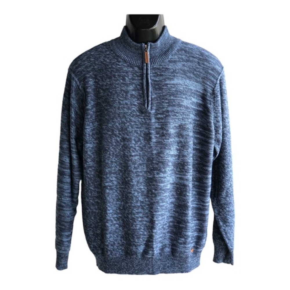 London Fog Men's‎ 1/4 Zip Sweater Blue Cotton  Acrylic Size Pullover Size Large